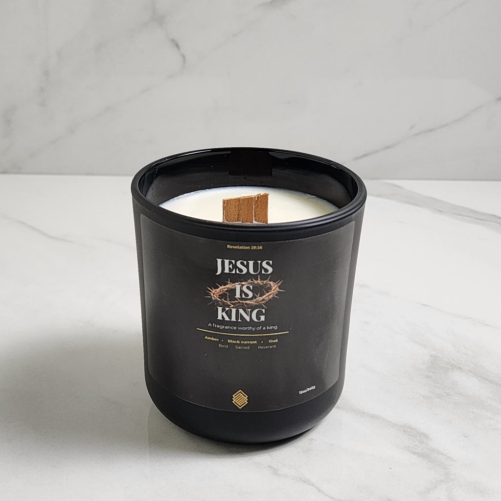Jesus Is King 13oz Soy Candle with wood wick