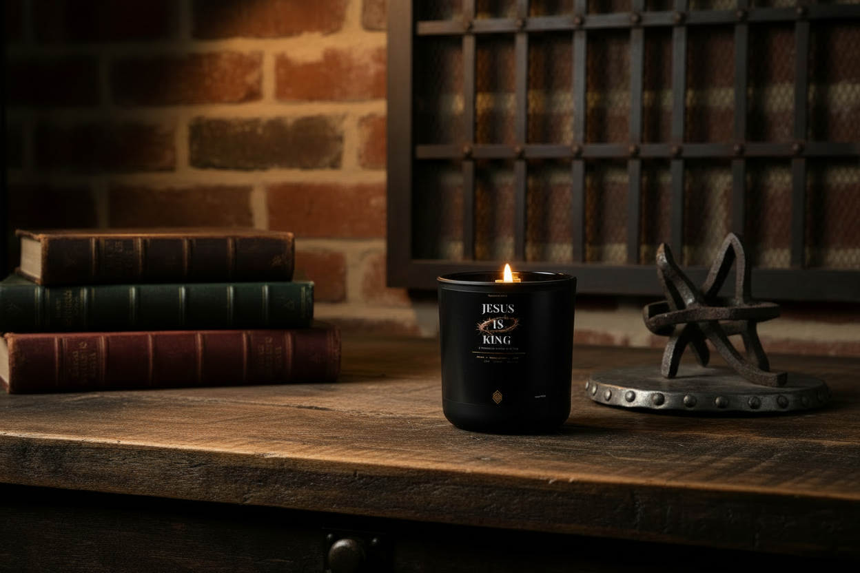 Jesus Is King 13oz Soy Candle with wood wick