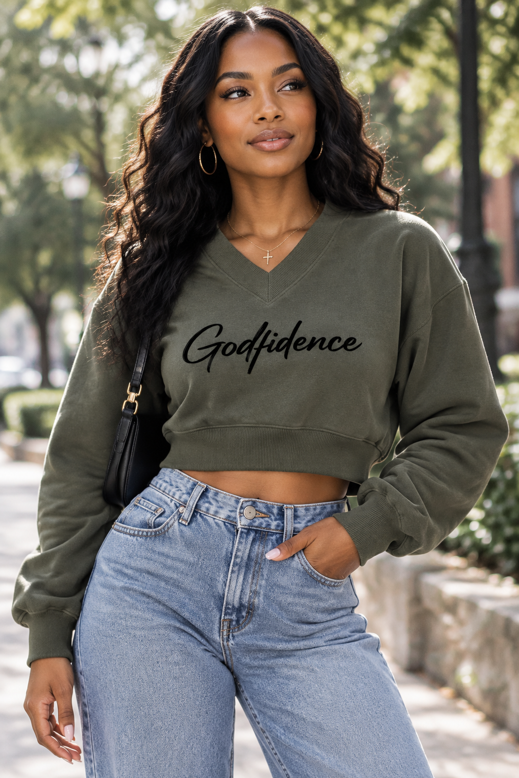 Women’s Crop V-Neck Sweatshirt