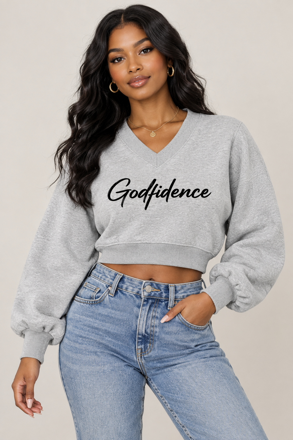 Women’s Crop V-Neck Sweatshirt