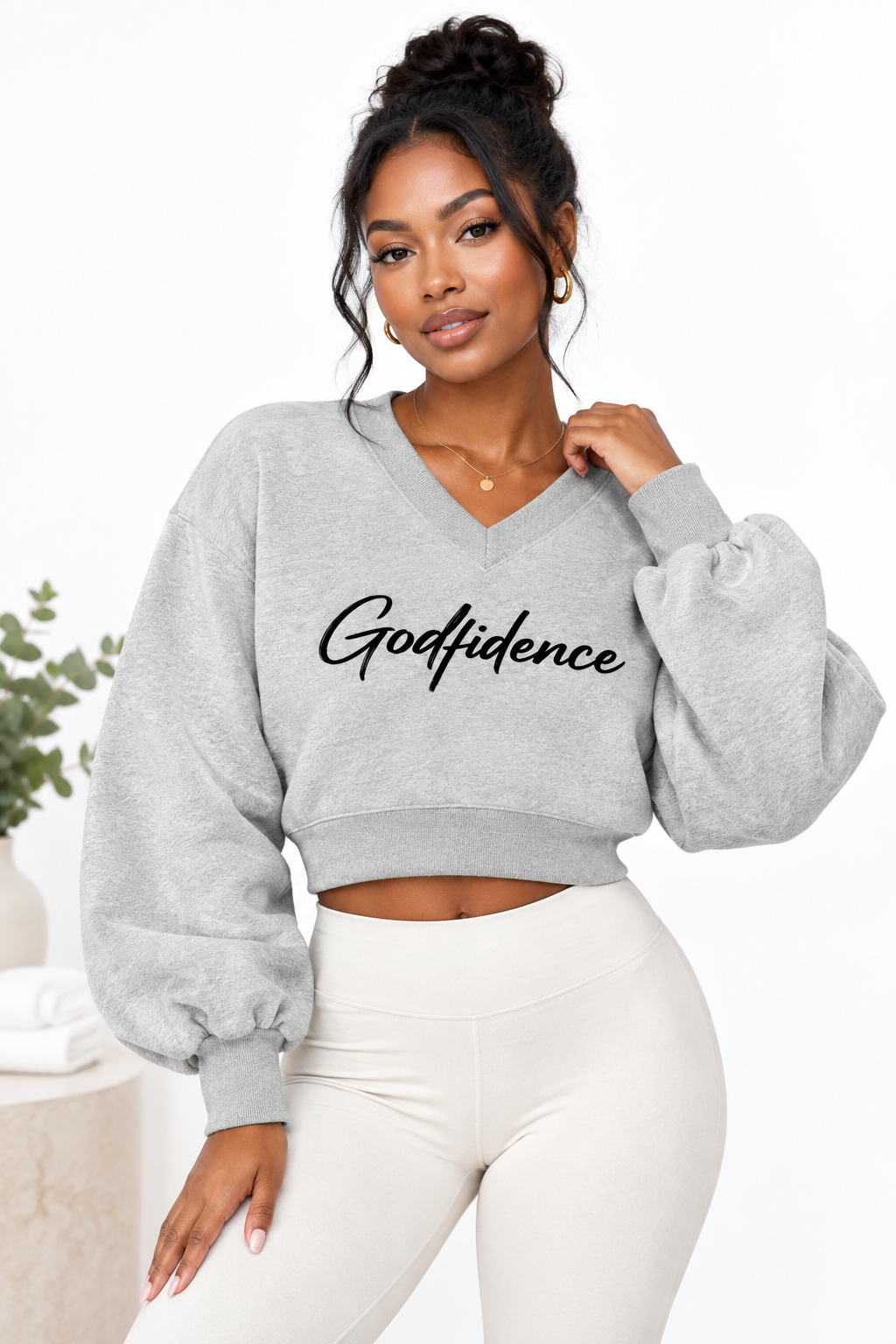 Women’s Crop V-Neck Sweatshirt