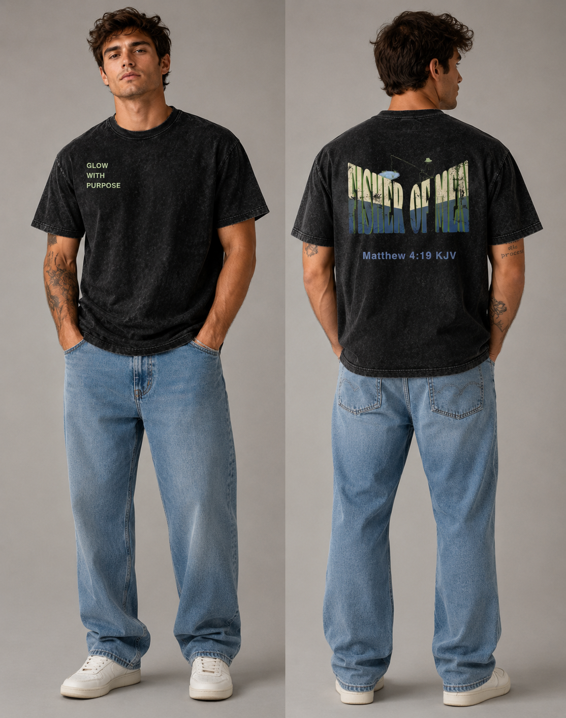 Fisher Of Men Snow Washed Oversized Cotton T-Shirt