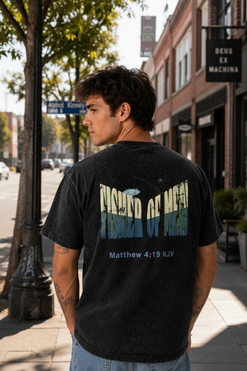 Fisher Of Men Snow Washed Oversized Cotton T-Shirt
