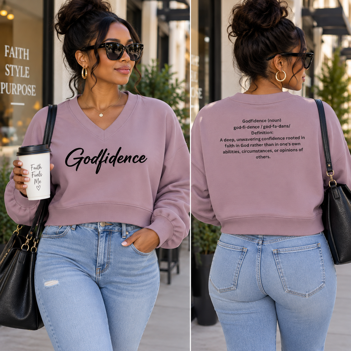 Women’s Crop V-Neck Sweatshirt