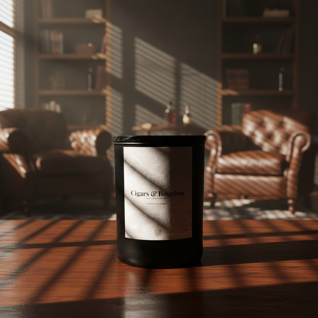 Cigars & Bourbon - Soy Wax Candle 11oz with Lid
