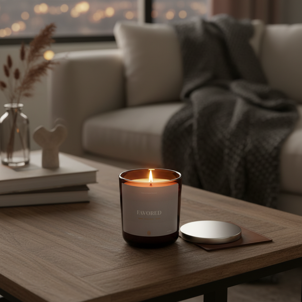 Favored - 12oz Soy Wax Candle with Wood Wick