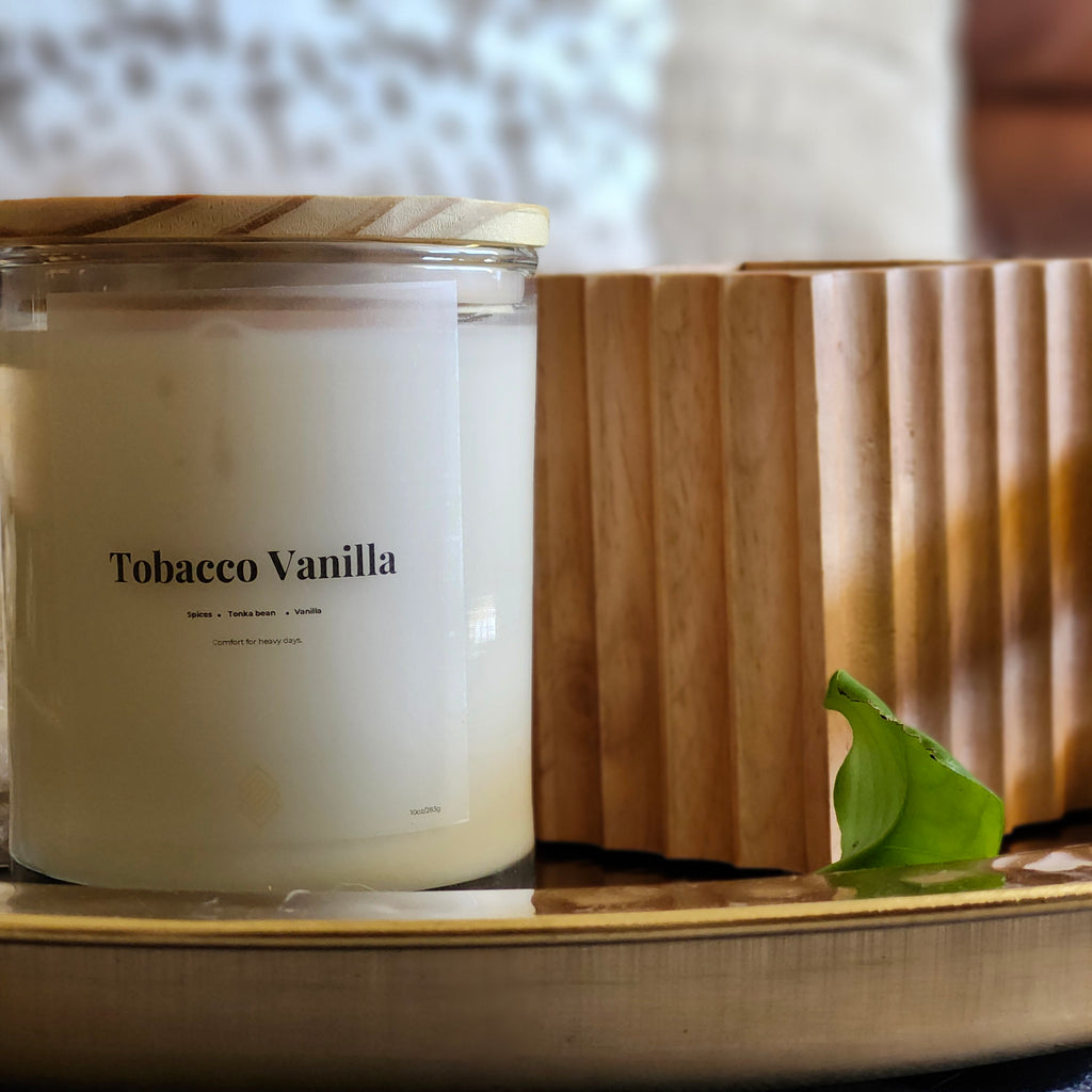 Tobacco & Vanilla - Soy Wax Candle 11oz with Lid